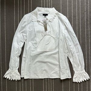 Jcrew Scalloped cotton poplin popover top